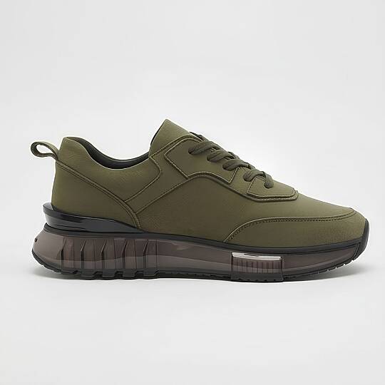 10000 Erkek Sneaker İçi Dışı Komple Hakiki Deri İthal Air Taban - Haki