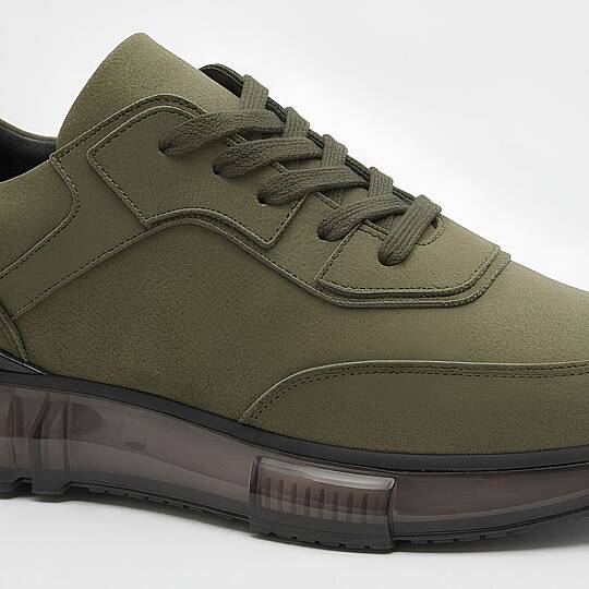 10000 Erkek Sneaker İçi Dışı Komple Hakiki Deri İthal Air Taban - Haki - 2