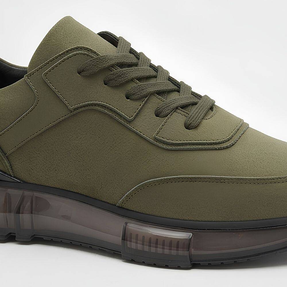 10000 Erkek Sneaker İçi Dışı Komple Hakiki Deri İthal Air Taban - Haki - 2