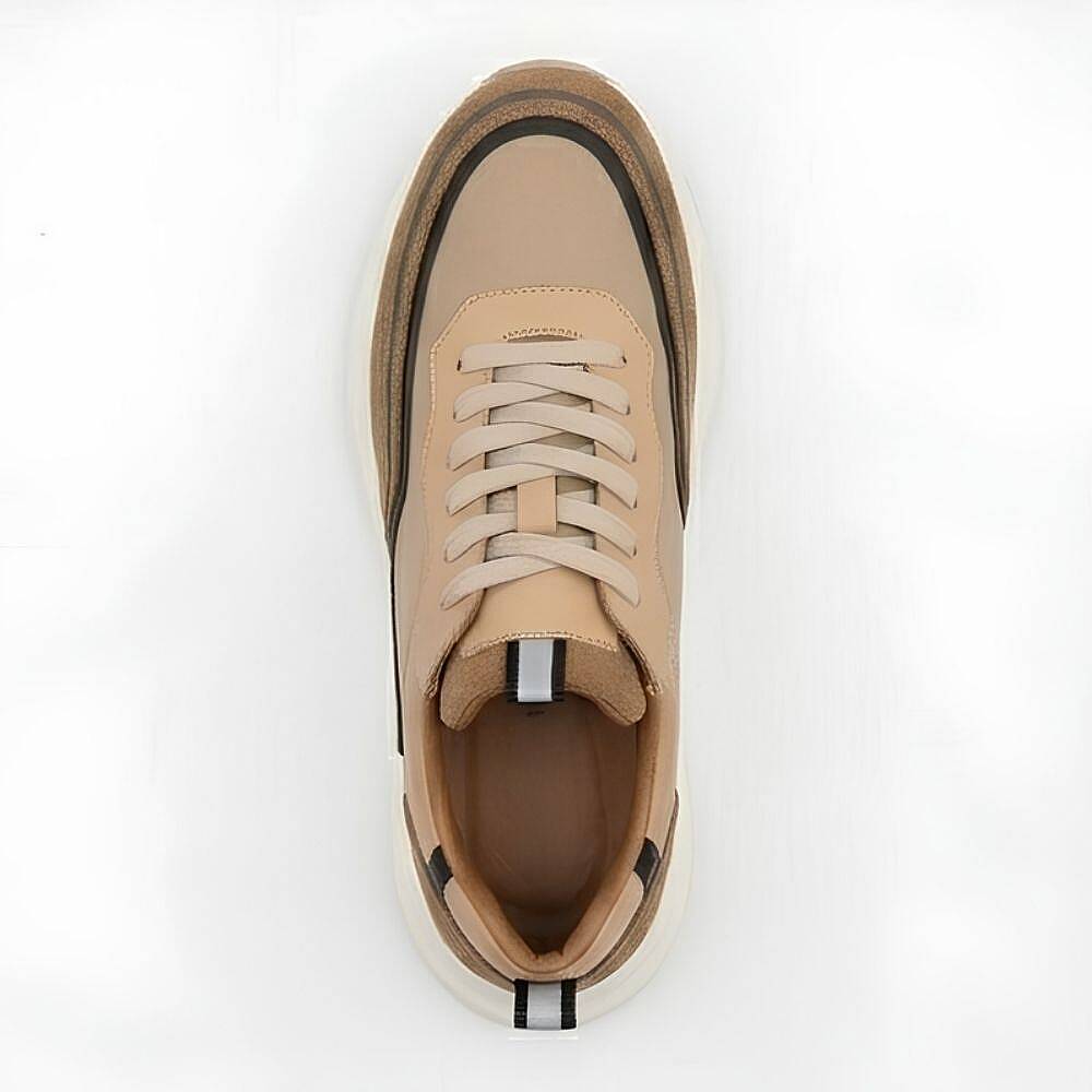 2028-1 Erkek Sneaker İçi Dışı Komple Hakiki Deri Süet Detaylı EVA Taban - Bej - 3