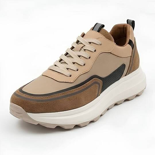 2028-1 Erkek Sneaker İçi Dışı Komple Hakiki Deri Süet Detaylı EVA Taban - Bej - 2