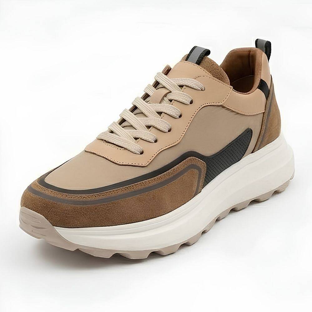 2028-1 Erkek Sneaker İçi Dışı Komple Hakiki Deri Süet Detaylı EVA Taban - Bej - 2
