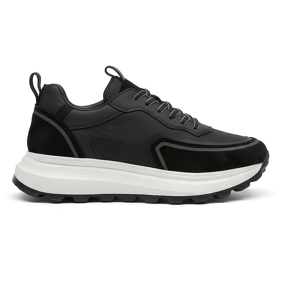 2028-1 Erkek Sneaker İçi Dışı Komple Hakiki Deri Süet Detaylı EVA Taban - Siyah - 1
