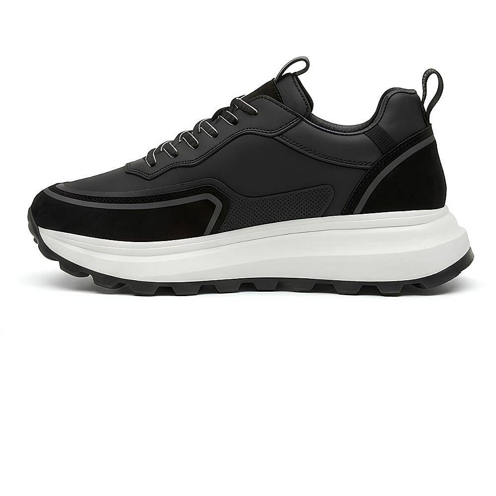 2028-1 Erkek Sneaker İçi Dışı Komple Hakiki Deri Süet Detaylı EVA Taban - Siyah - 3